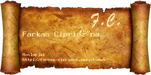 Farkas Cipriána névjegykártya